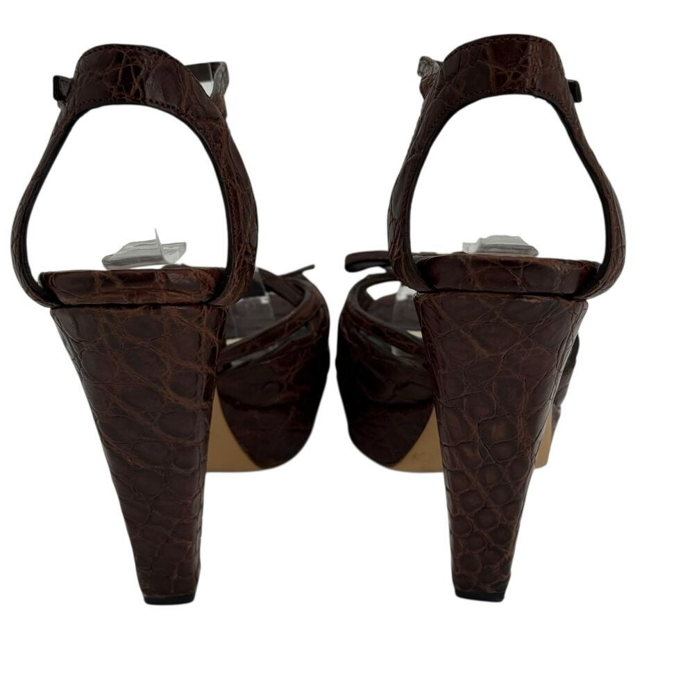 Gucci Brown Cyclamin Python Platform Heeled Sanda… - image 5